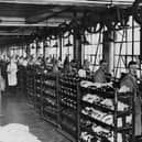 The shoe department of the J. Sears & Co True-form Boot Company factory in Northampton, circa 1931.