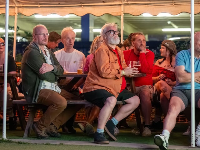 Football fans watching England vs Norway in the garden of The Black Prince in Northampton on Saturdy, July 11, 2026. Photo by David Jackson.