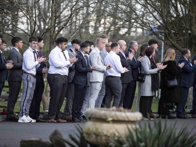 Hundreds gathered to pay their respects to the 20-year-old amateur footballer who tragically died last month