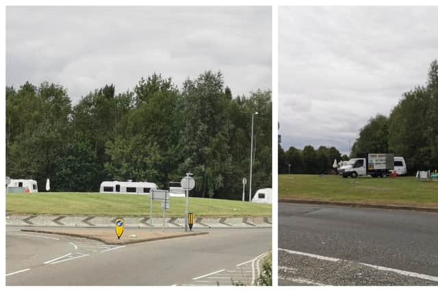 Travellers in Grange Park. Picture taken at 3pm on Tuesday.