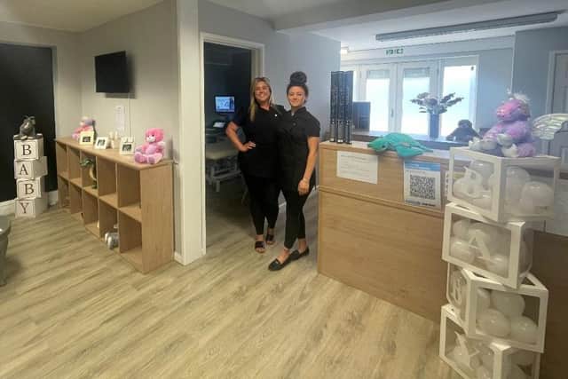 Kerri Caroll and Laura Salmon at the First Glimpse baby scanning clinic in St Crispin's.