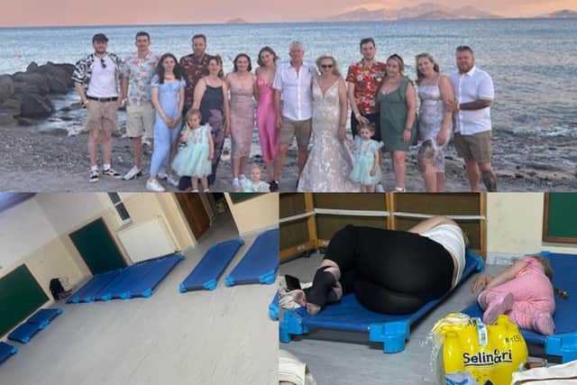 The Whitmore family were in Kos to celebrate Judith and Andrew's vow renewal, but ending up spending the night on the hard floor of a pre-school, due to a wildfire.