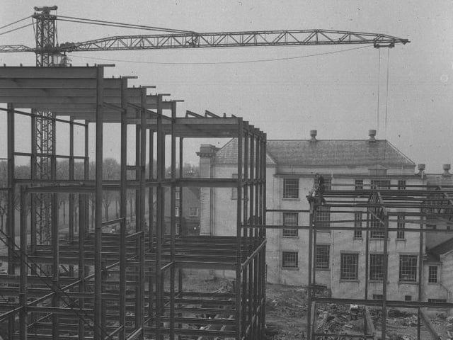 Steel frame of new building