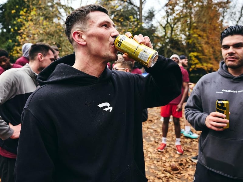Kieron Conway enjoys a post-run refreshment