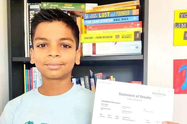 Kautilya Katariya, pictured, sat the GCSE when he was in year three and is now looking to progress to sitting his A-Level exam.