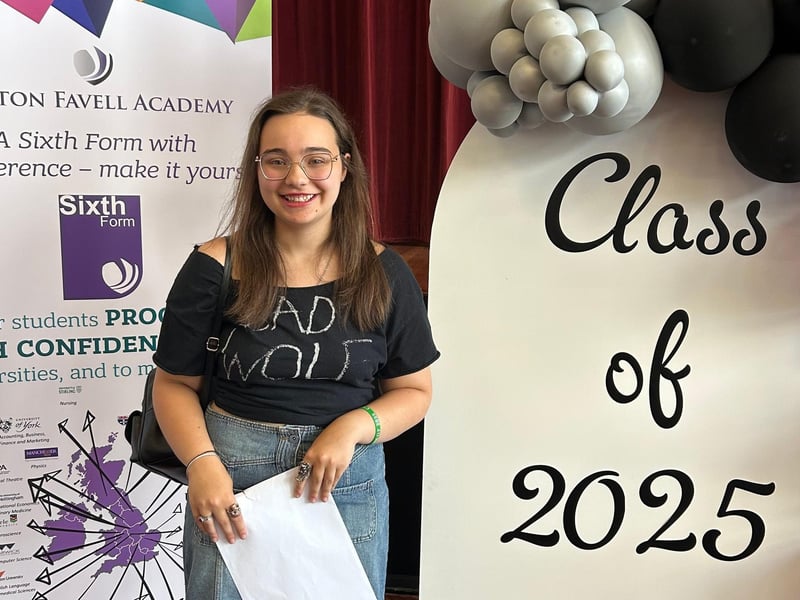 Grace Hales celebrates results day at Weston Favell Academy