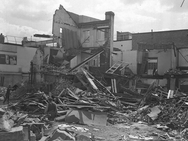 Cleavers showroom demolition, Northampton, August 1966