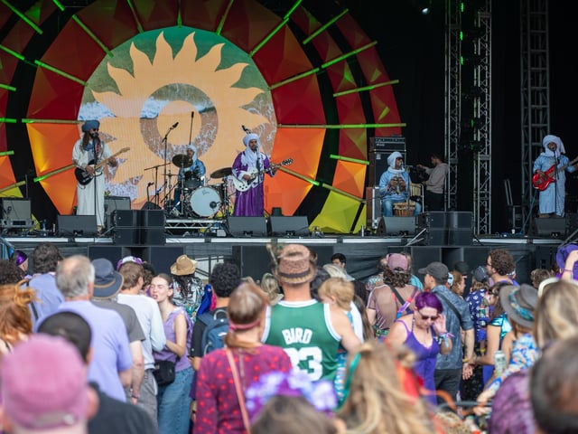 Darra Tribes on stage at the Shambala Festival on Friday, August 28, 2026. Photo by David Jackson.