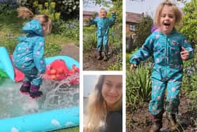 Wicksteed Park World Puddle Jumping Champion Bonnie Howard scored top marks for enthusiasm and the distance of her splash in the annual event and mum Gemma Hill / Wicksteed Park