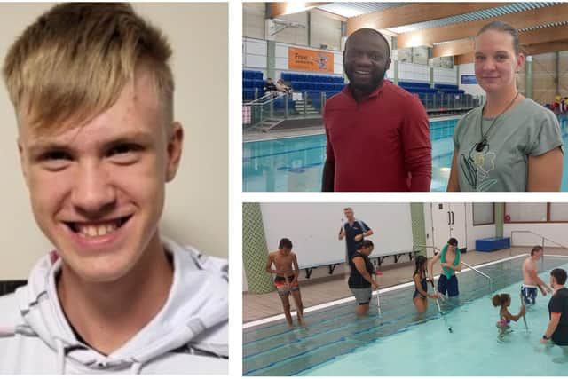 Ronalds Abele - parents Thomas and Laura - the session in the pool/family picture/ Waendel Leisure Centre