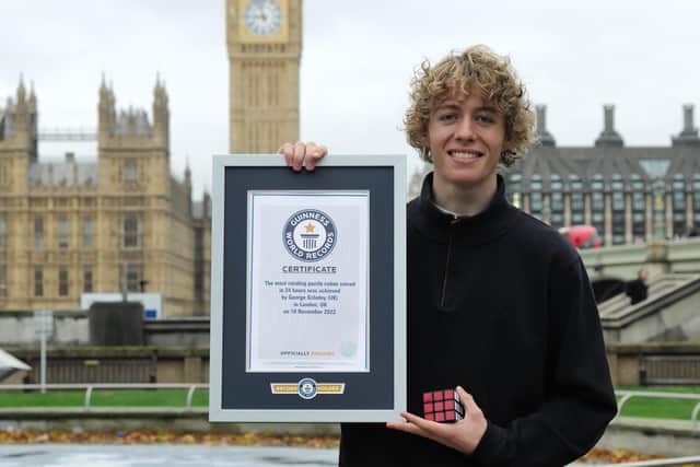 George Scholey with his World Record.
