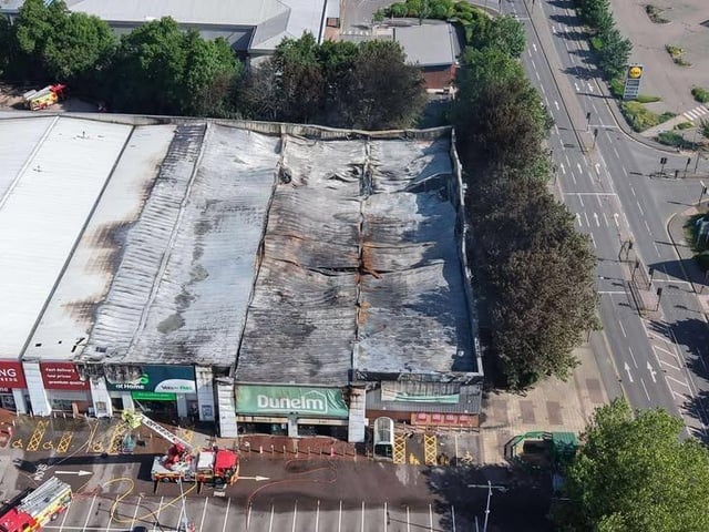 The extensive damage to Dunelm, Pets at Home and neighbouring businesses following the devastating fire on Saturday May 31.