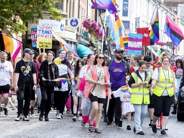 A parade made its way through the town centre before finishing at the university's Waterside campus as Northampton Pride took place on Saturday July 8, 2023.