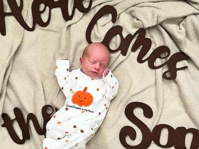 Casper born at 4.32am on October 2 at Northampton General Hospital, weighing 5bs 5oz.