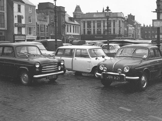 Cars on Northampton Market Square, July 26, 1962