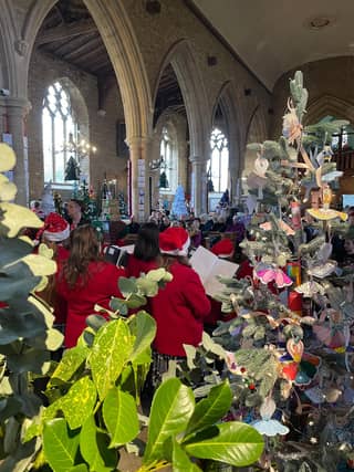 choirs sing among the sparkly trees