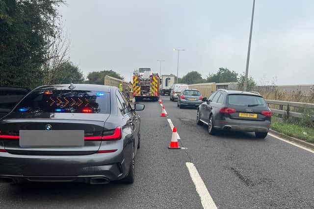 Emergency services at the scene. Credit: Northants Roads Policing Team