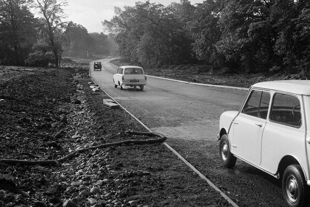 Drivers try out part of the new Clermiston Road over Corstorphine Hill for the first time in September 1964.