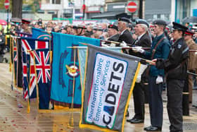 Cadets and members of the Armed Forces at Remembrance Sunday