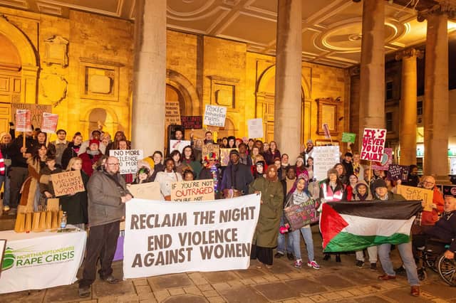 Activists joined the march on Friday November 28 to stand against violence towards women and girls.