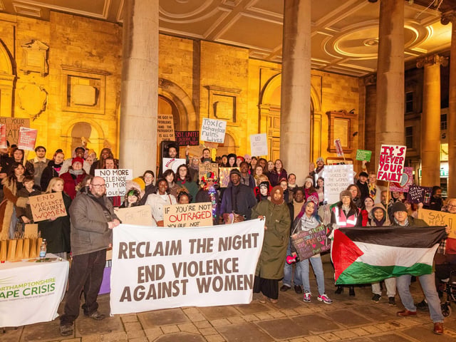 Activists joined the march on Friday November 28 to stand against violence towards women and girls.