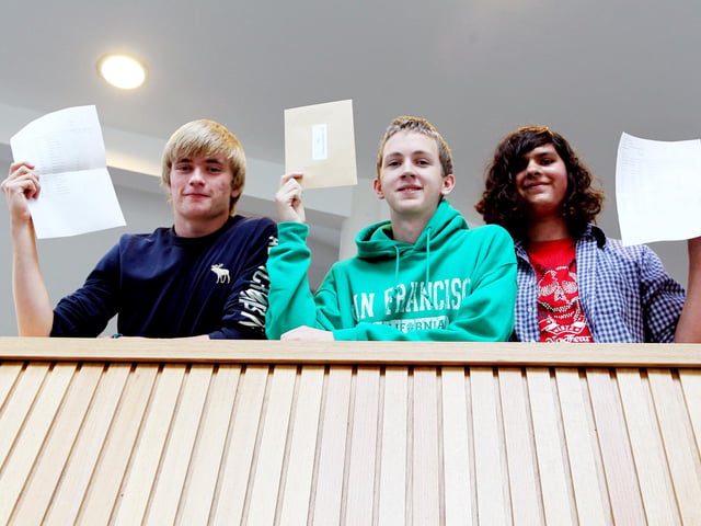 GCSE 2010 exam results day at Northampton School for Boys. Left to right are Matthew Wilde, Will Fazackerley and Jon Barnes-Nunn