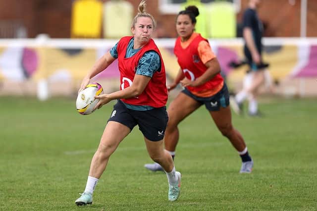 Marlie Packer in action during England training at Daventry RFC on Thursday. Packer will captain England against Samoa (Photo by David Rogers/Getty Images)