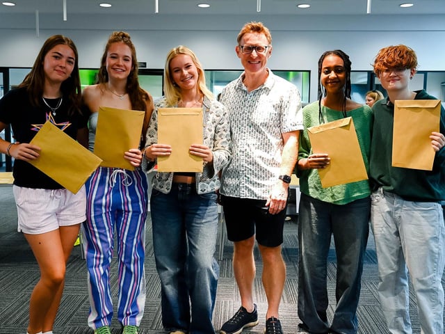 Andrew Holman Celebrates A level success with Students at Wellingborough School