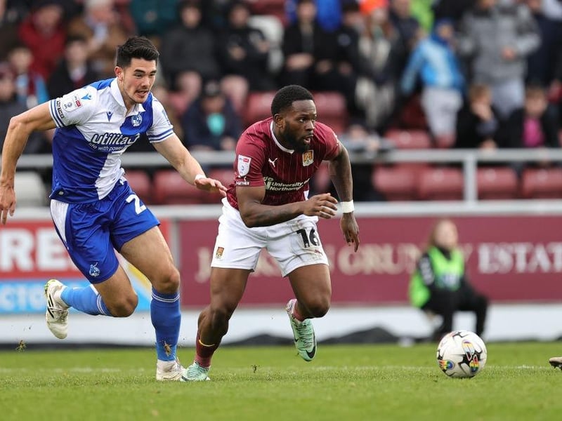 Endured a frustrating day in front of goal but his general performance was excellent. He had the energy to match his physicality and that troubled Rovers and provided Cobblers with a focal point. Involved in the first two goals, albeit not intentionally... 7.5