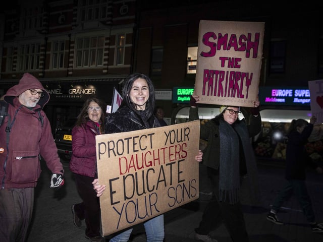 Women marched through Northampton town centre on Saturday November 25 to unite together with allies to address the global pandemic of violence against women and girls.