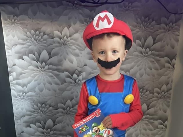 Travis, aged three, as Super Mario.