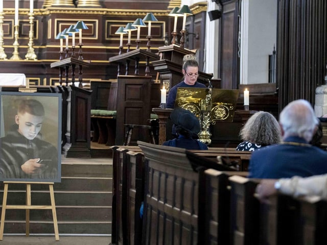 Everyone gathered to remember the victims of fatal knife crime attacks and to mark one year since the Knife Angel visited Northamptonshire.