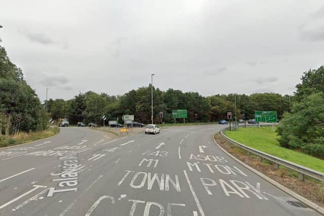 The incident started at the roundabout that joins the A43 and Talavera Way.