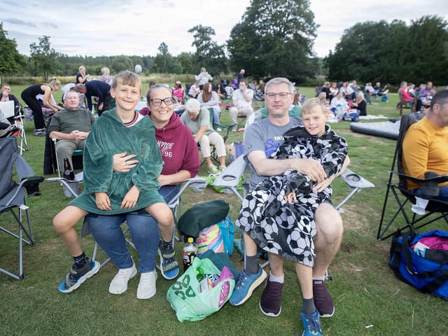 Crowds gathered in the grounds of Delapre Abbey to watch The Greatest Showman on an outdoor screen on Sunday (August 4).