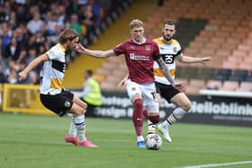 Mitch Pinnock on the ball for the Cobblers in the Sky Bet League One match between Port Vale and the Cobblers at Vale Park (Picture: Pete Norton/Getty Images)