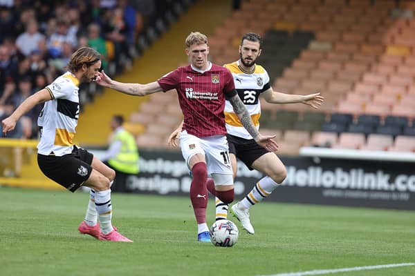 Mitch Pinnock on the ball for the Cobblers in the Sky Bet League One match between Port Vale and the Cobblers at Vale Park (Picture: Pete Norton/Getty Images)