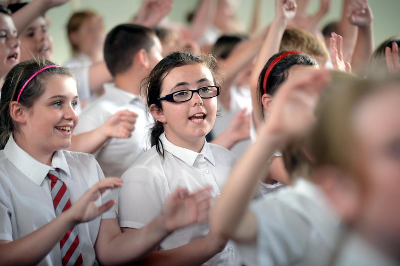 Pupils from Hylton Red House Primary School were singing in St Cuthbert's Church at an event to celebrate the history of the school and it  becoming the new Northern Saints School. Were you there in 2013?