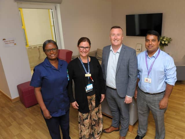 Caroline Chiutare, Nicola Amos and Dr Ahter Amed with David Kennefick of Miller Homes South Midlands