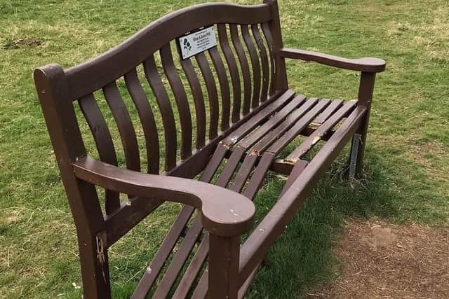 The memorial bench.
