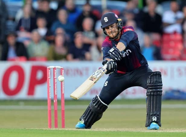 Josh Cobb in action during the Steelbacks' T20 Blast defeat at Leicestershire Foxes on Friday night