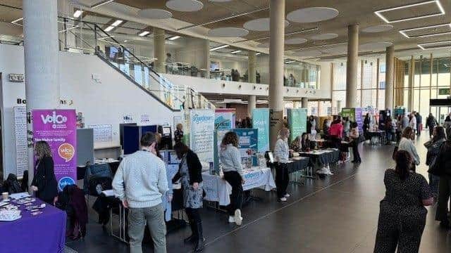 University Mental Health Day 2025 - stalls and visitors at Waterside campus.