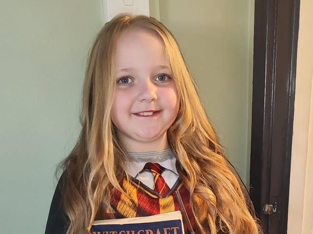 Poppy, aged nine, as Hermione Granger.