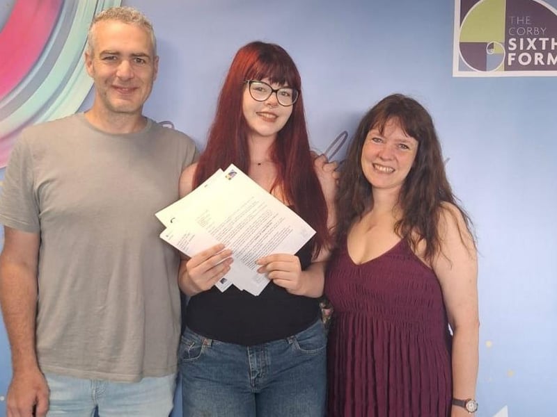 Lorna collecting her results