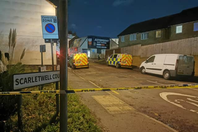 A man was found dead in a car in Scarletwell Street. Photo: Logan MacLeod.