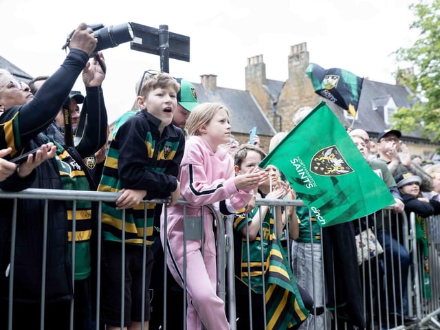 Saints players, coaches and staff celebrated with fans in Northampton town centre on Sunday (June 9) after winning the Gallagher Premiership title at Twickenham on Saturday (June 8).