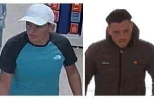 Police would like to speak to these two men after £2,500 worth of alcohol was stolen from a Northamptonshire supermarket.