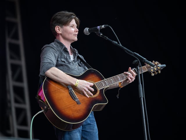 Grace Petrie on stage at the Shambala Festival on Friday, August 28, 2026. Photo by David Jackson.