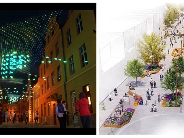 Here's an artist's impression of how Fish Street (left) and Abington Street (right) could look like after regeneration works