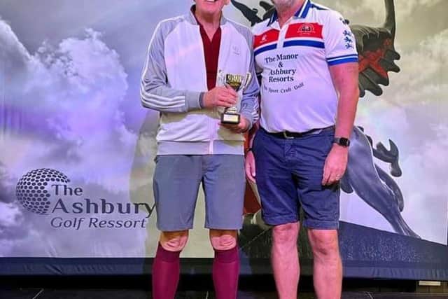Paul Haynes Collects his English Open Winners Trophy at Ashbury Golf Resort
