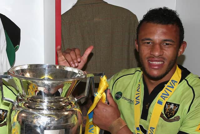 Courtney Lawes helped Saints to win the Premiership in 2014